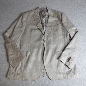 Kroon Mens Sport Coat 42L Beige Unlined Unstructured 100% Silk